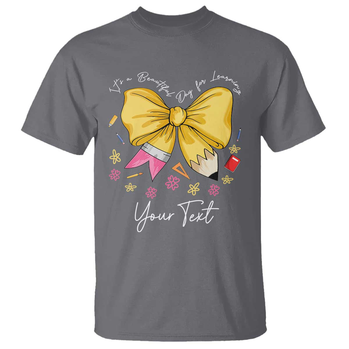 Personalized Teacher Coquette Bow T Shirt Custom Name Cute Teacher Appreciation Gift TS10 Charcoal Print Your Wear