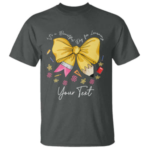 Personalized Teacher Coquette Bow T Shirt Custom Name Cute Teacher Appreciation Gift TS10 Dark Heather Print Your Wear