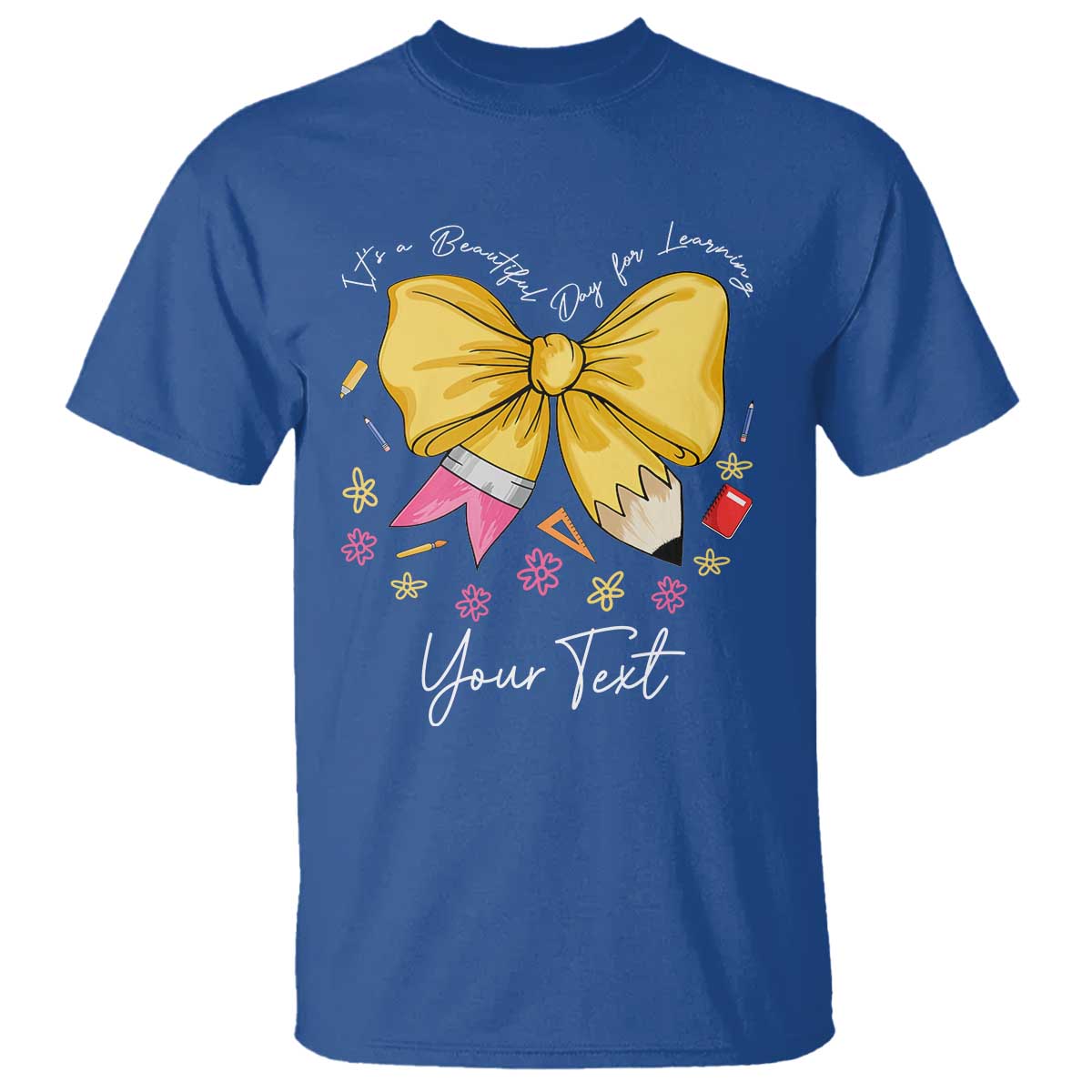 Personalized Teacher Coquette Bow T Shirt Custom Name Cute Teacher Appreciation Gift TS10 Royal Blue Print Your Wear