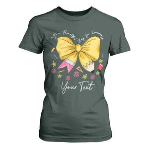 Personalized Teacher Coquette Bow T Shirt For Women Custom Name Cute Teacher Appreciation Gift TS10 Dark Forest Green Print Your Wear