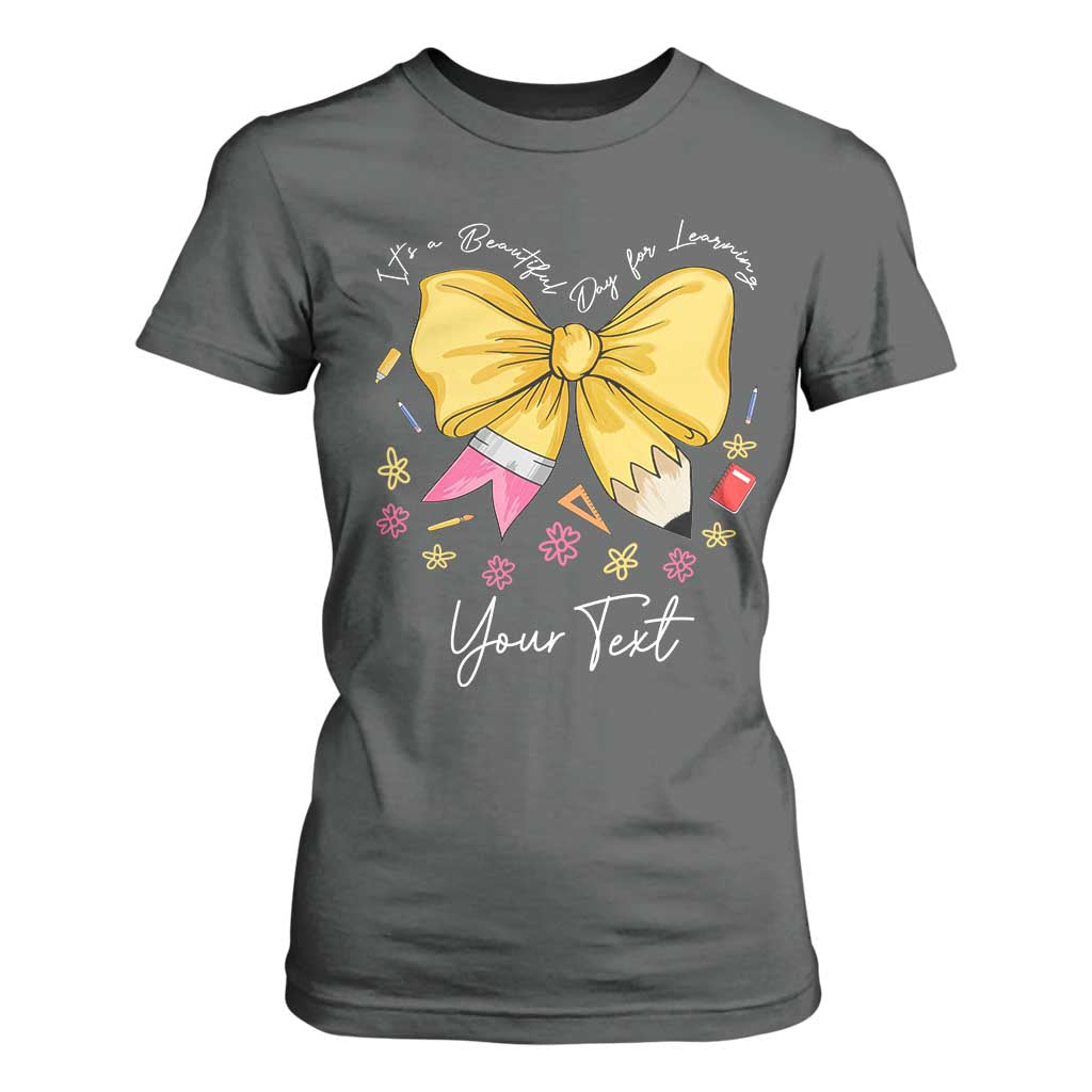 Personalized Teacher Coquette Bow T Shirt For Women Custom Name Cute Teacher Appreciation Gift TS10 Dark Heather Print Your Wear