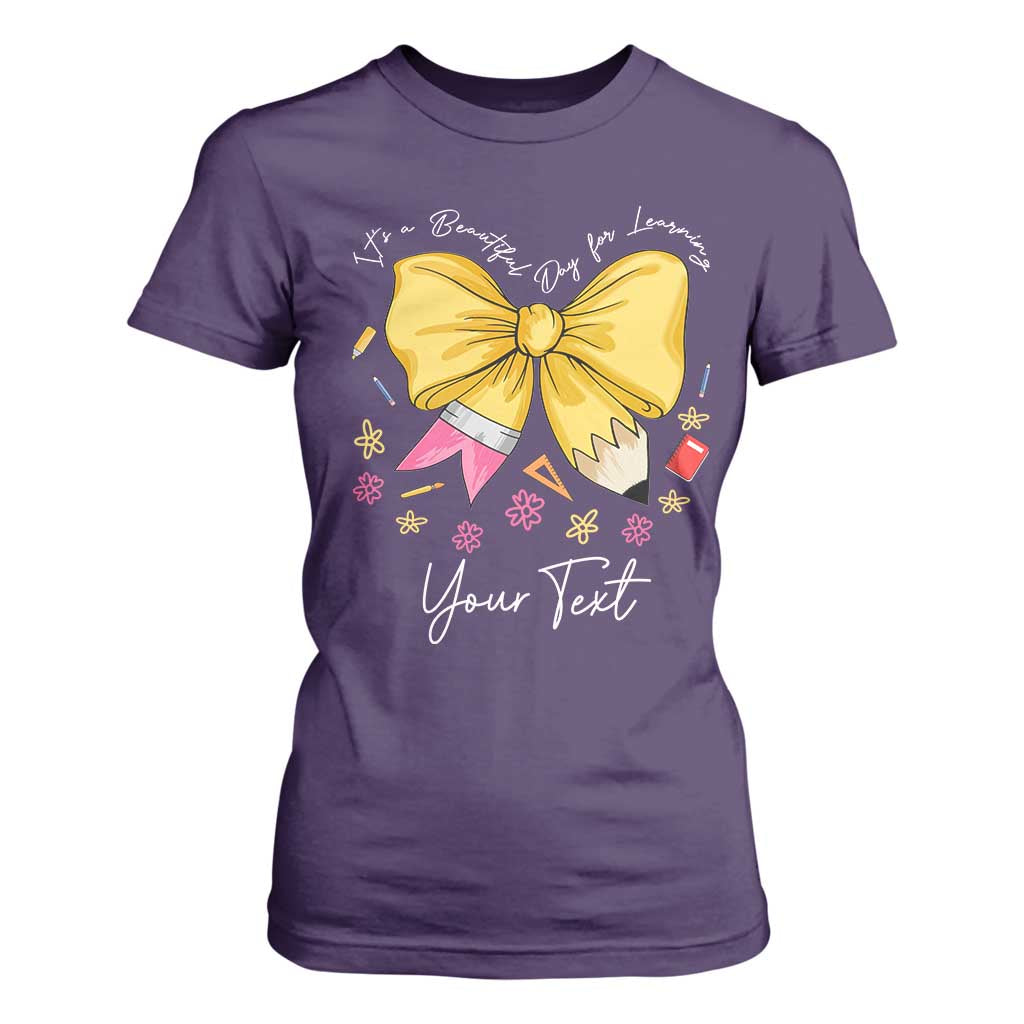 Personalized Teacher Coquette Bow T Shirt For Women Custom Name Cute Teacher Appreciation Gift TS10 Purple Print Your Wear