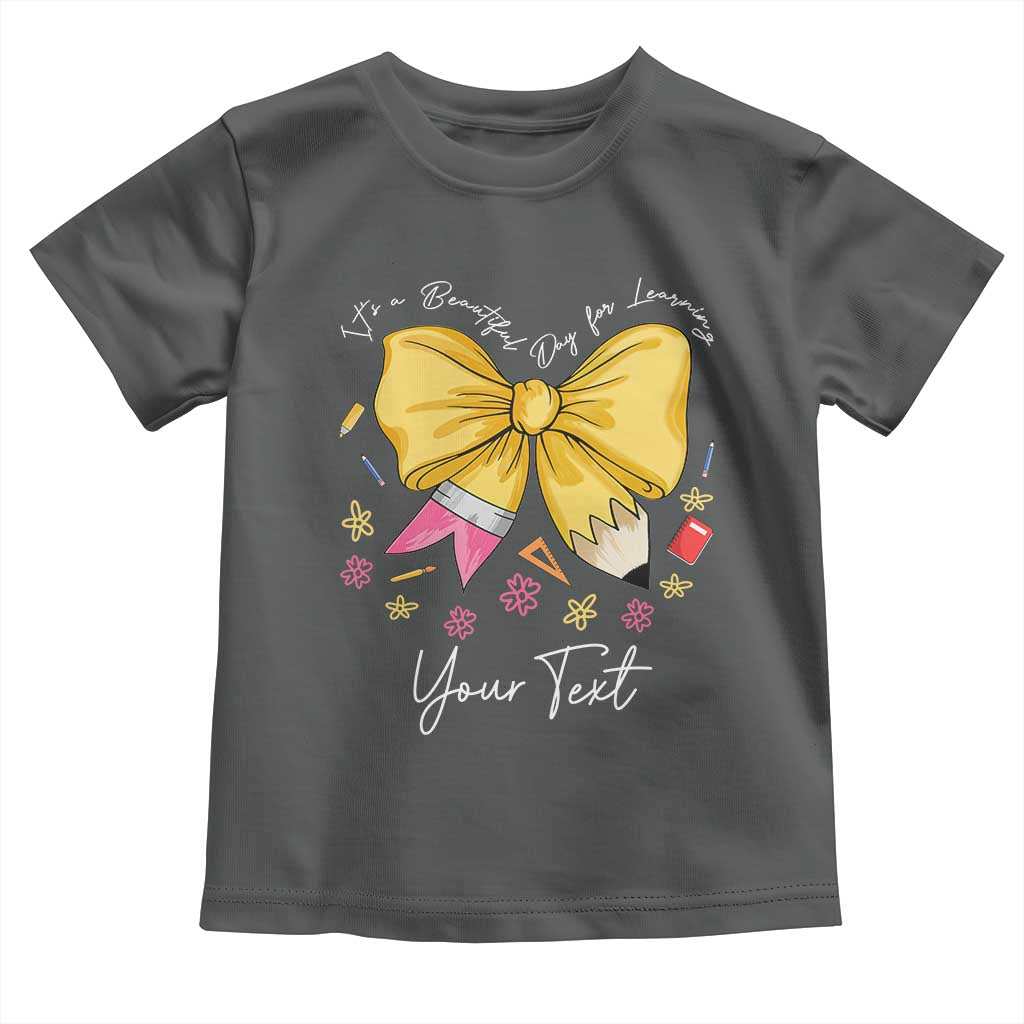 Personalized Teacher Coquette Bow Toddler T Shirt Custom Name Cute Teacher Appreciation Gift TS10 Dark Heather Print Your Wear