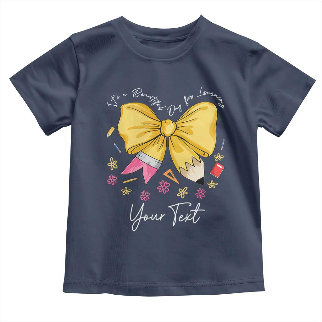 Personalized Teacher Coquette Bow Toddler T Shirt Custom Name Cute Teacher Appreciation Gift TS10 Navy Print Your Wear