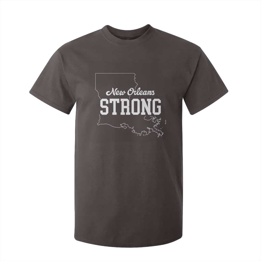 Nola Strong T Shirt For Kid Support Louisiana 2025 New Orleans Map TS10 Dark Chocolate Print Your Wear