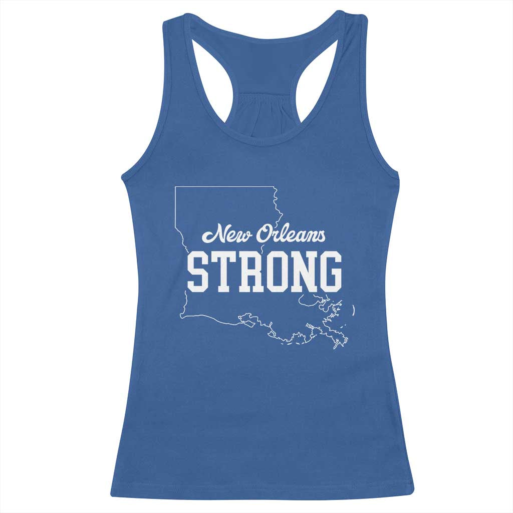 Nola Strong Racerback Tank Top Support Louisiana 2025 New Orleans Map TS10 Royal Blue Print Your Wear