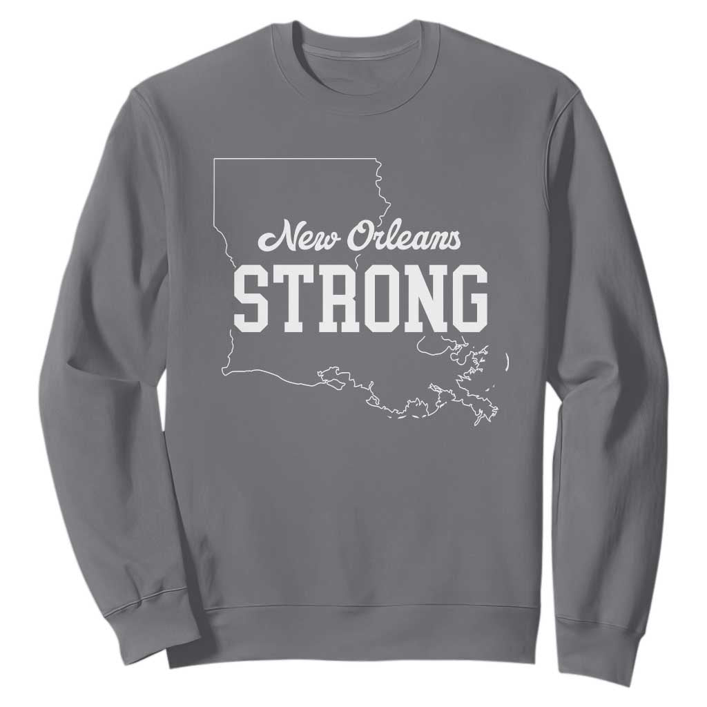 Nola Strong Sweatshirt Support Louisiana 2025 New Orleans Map TS10 Charcoal Print Your Wear