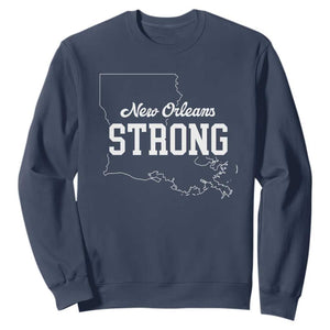 Nola Strong Sweatshirt Support Louisiana 2025 New Orleans Map TS10 Navy Print Your Wear