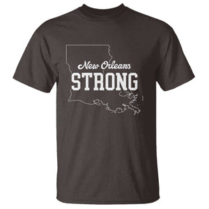 Nola Strong T Shirt Support Louisiana 2025 New Orleans Map TS10 Dark Chocolate Print Your Wear