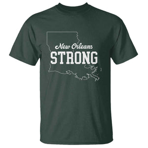 Nola Strong T Shirt Support Louisiana 2025 New Orleans Map TS10 Dark Forest Green Print Your Wear