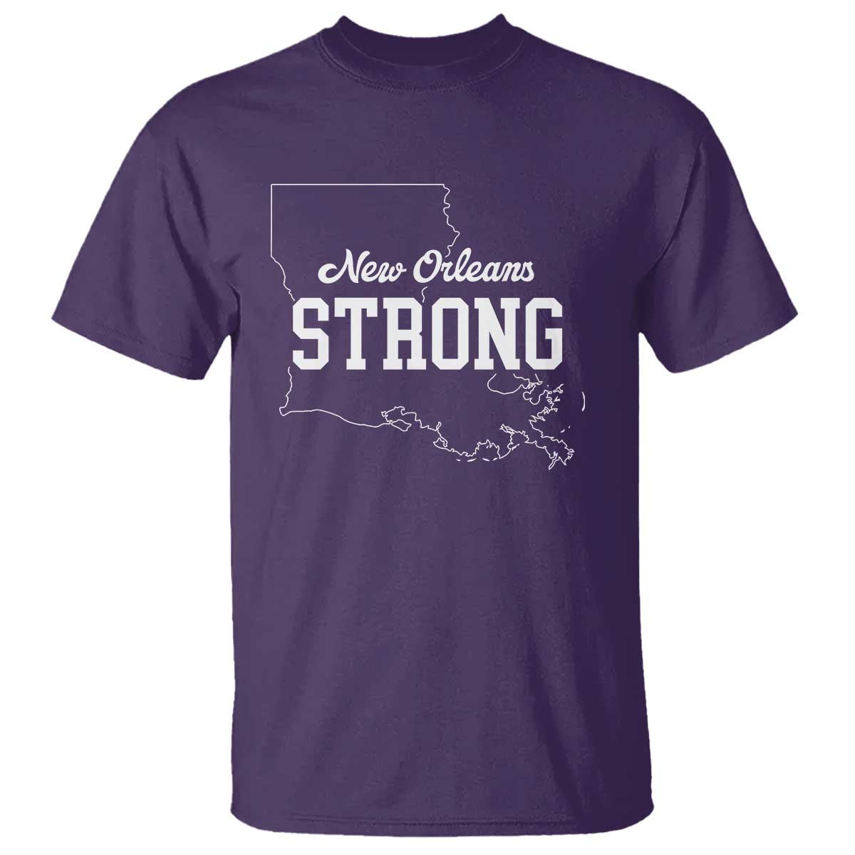 Nola Strong T Shirt Support Louisiana 2025 New Orleans Map TS10 Purple Print Your Wear
