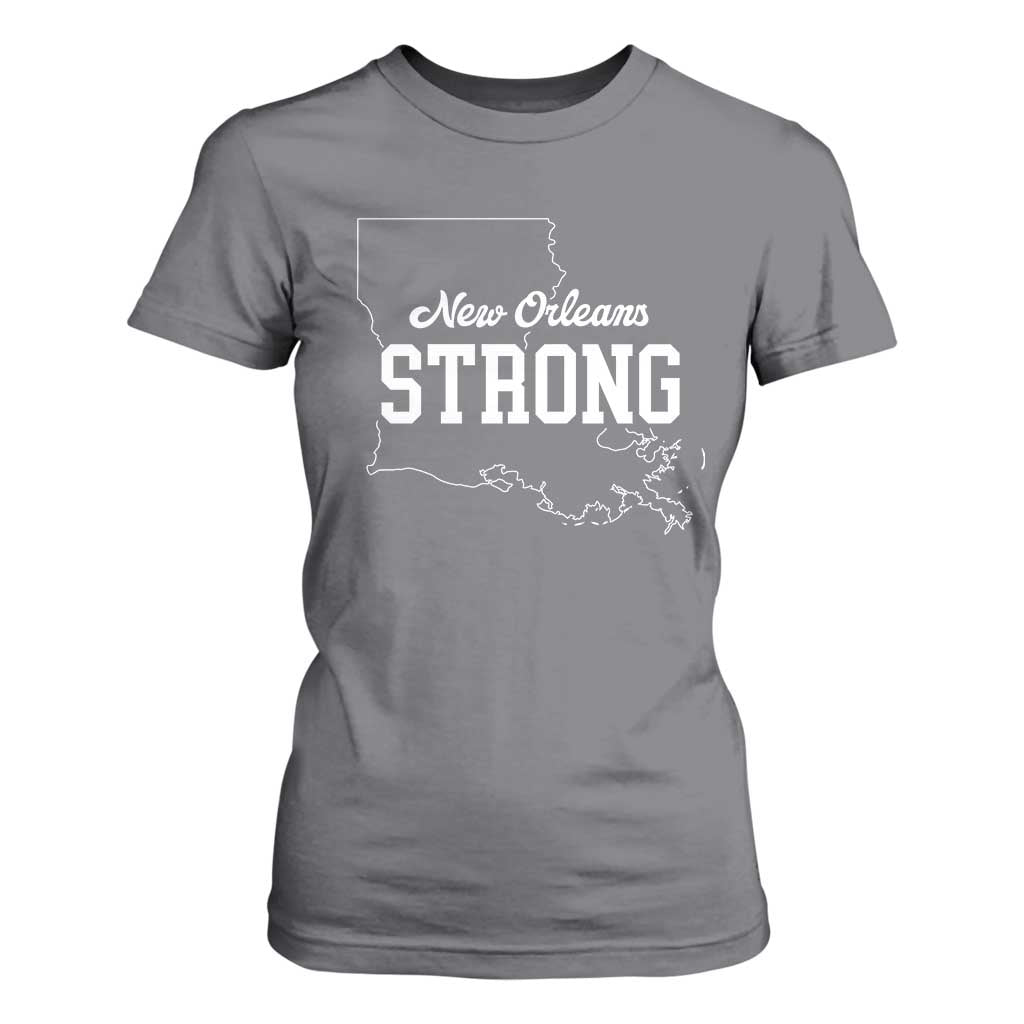 Nola Strong T Shirt For Women Support Louisiana 2025 New Orleans Map TS10 Charcoal Print Your Wear
