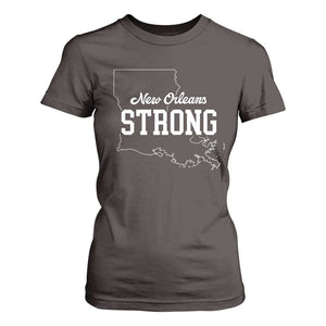 Nola Strong T Shirt For Women Support Louisiana 2025 New Orleans Map TS10 Dark Chocolate Print Your Wear