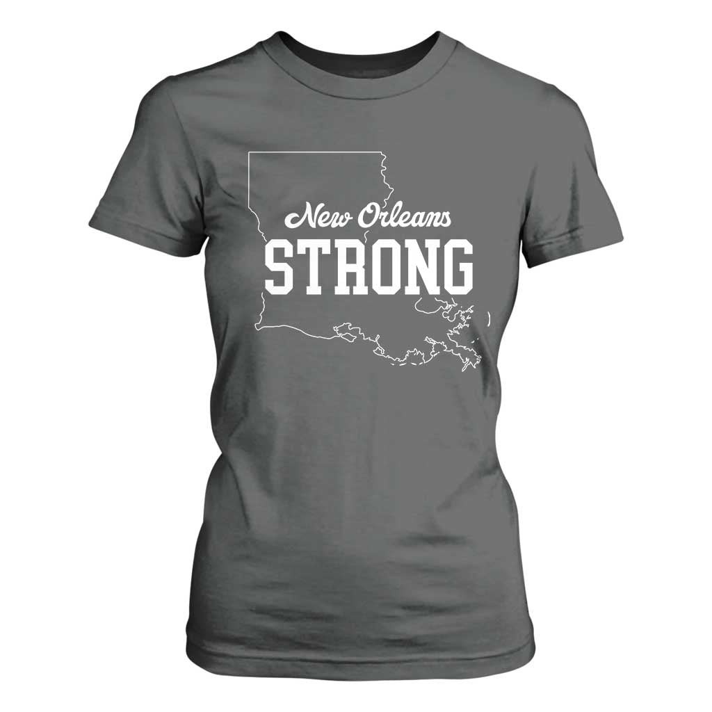 Nola Strong T Shirt For Women Support Louisiana 2025 New Orleans Map TS10 Dark Heather Print Your Wear