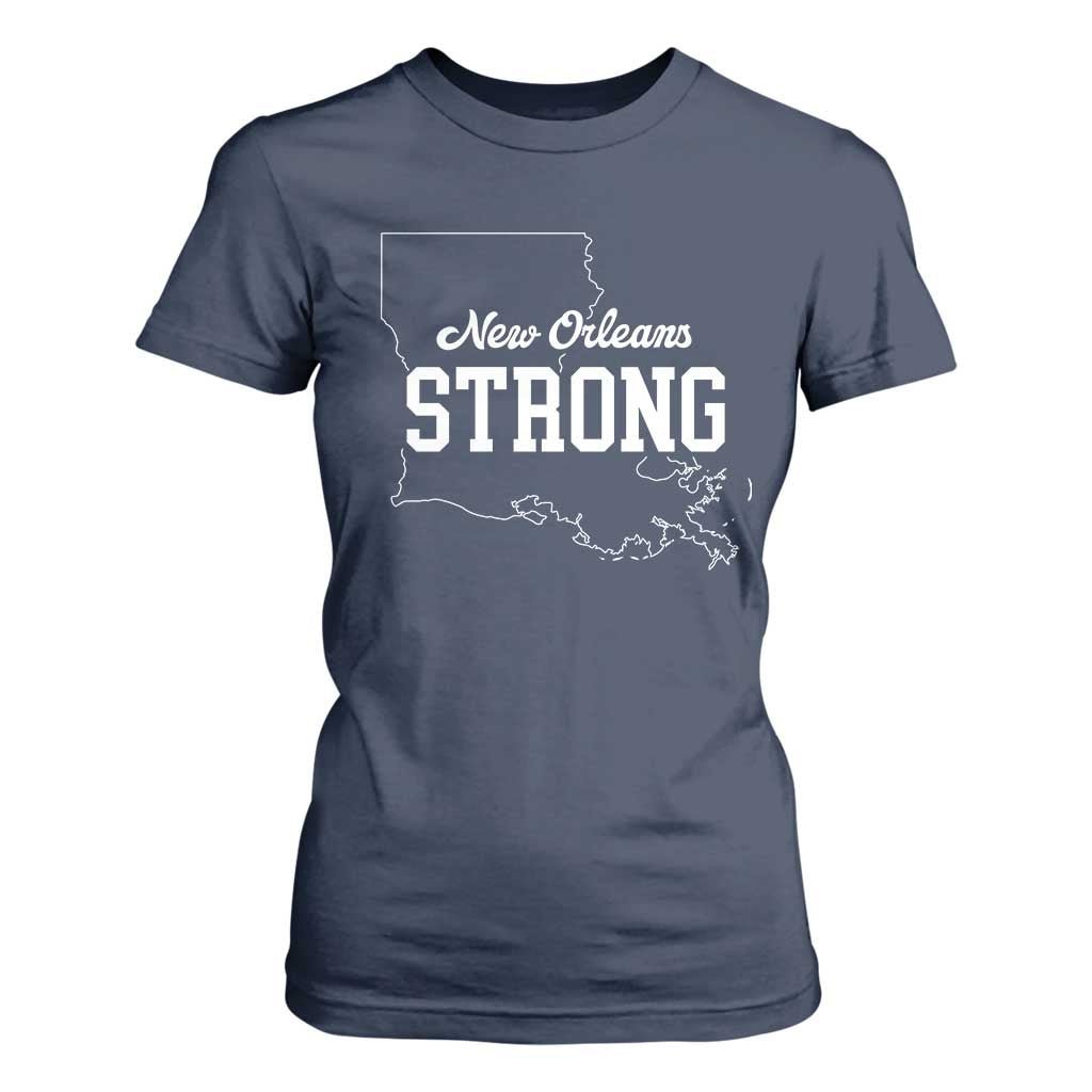 Nola Strong T Shirt For Women Support Louisiana 2025 New Orleans Map TS10 Navy Print Your Wear