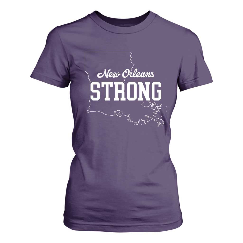 Nola Strong T Shirt For Women Support Louisiana 2025 New Orleans Map TS10 Purple Print Your Wear