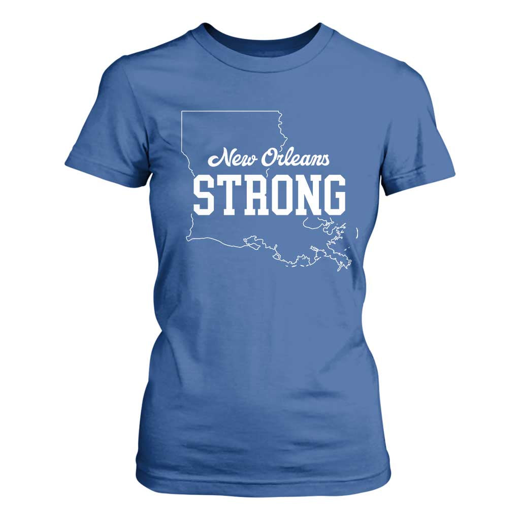 Nola Strong T Shirt For Women Support Louisiana 2025 New Orleans Map TS10 Royal Blue Print Your Wear