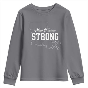 Nola Strong Youth Sweatshirt Support Louisiana 2025 New Orleans Map TS10 Charcoal Print Your Wear