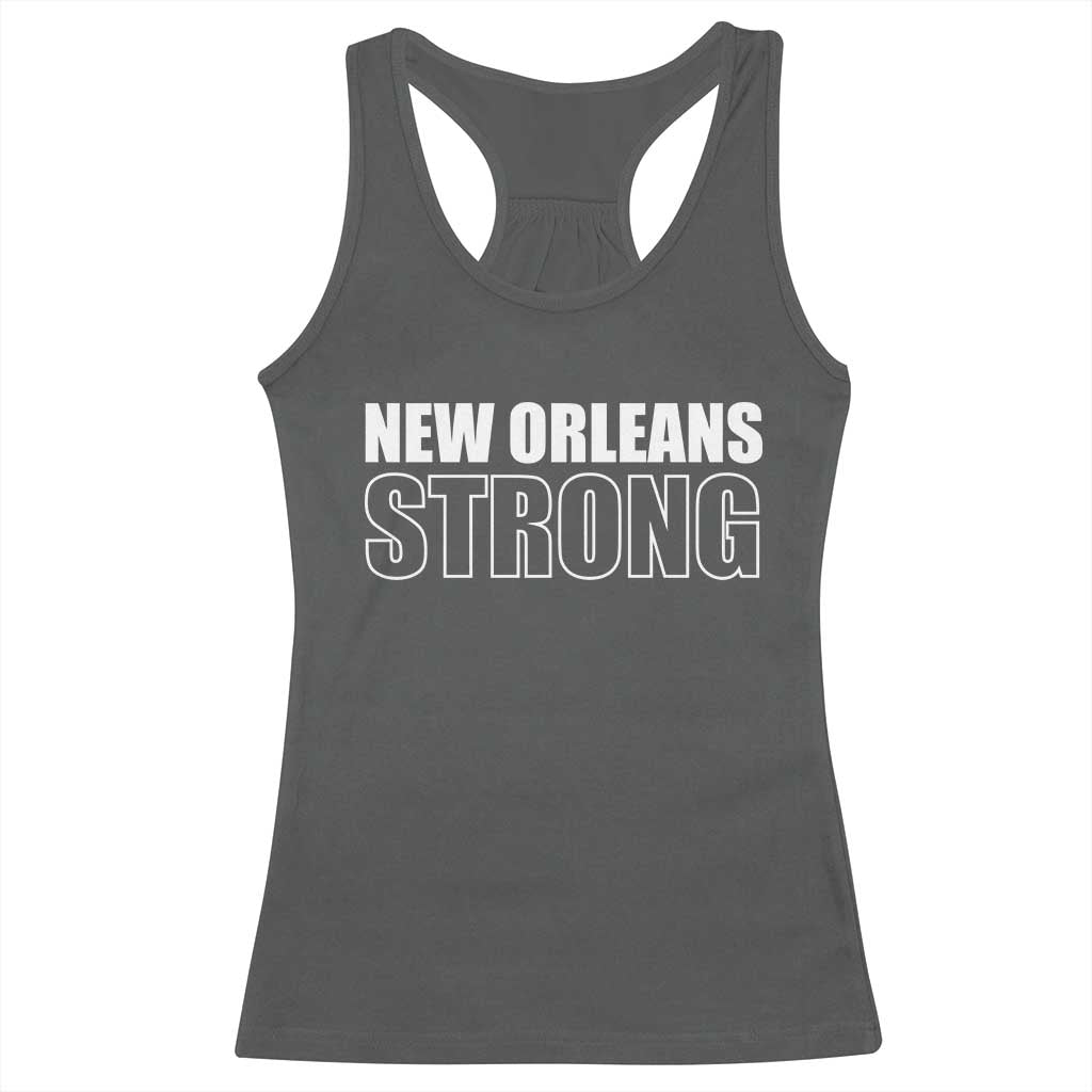 Nola Strong Racerback Tank Top Volunteer Support New Orleans Louisiana 2025 TS10 Dark Heather Print Your Wear
