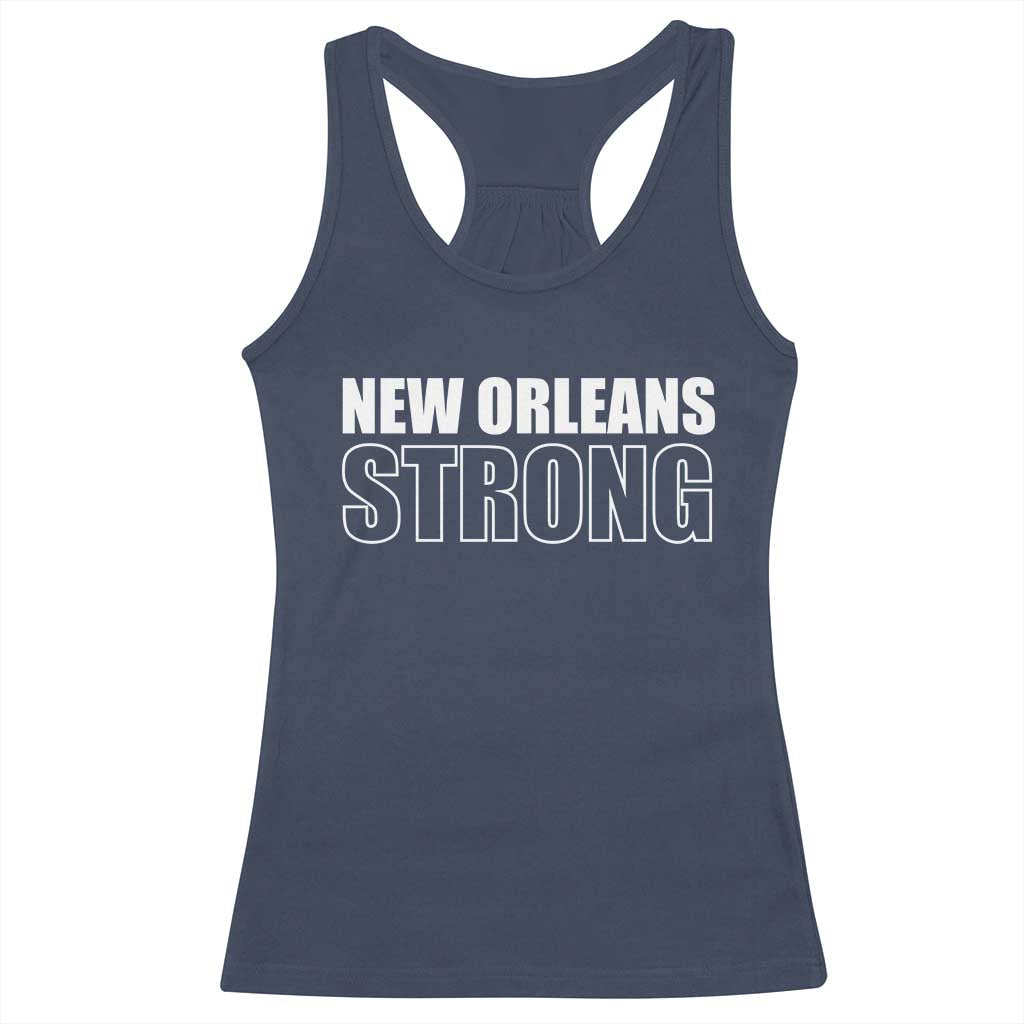 Nola Strong Racerback Tank Top Volunteer Support New Orleans Louisiana 2025 TS10 Navy Print Your Wear