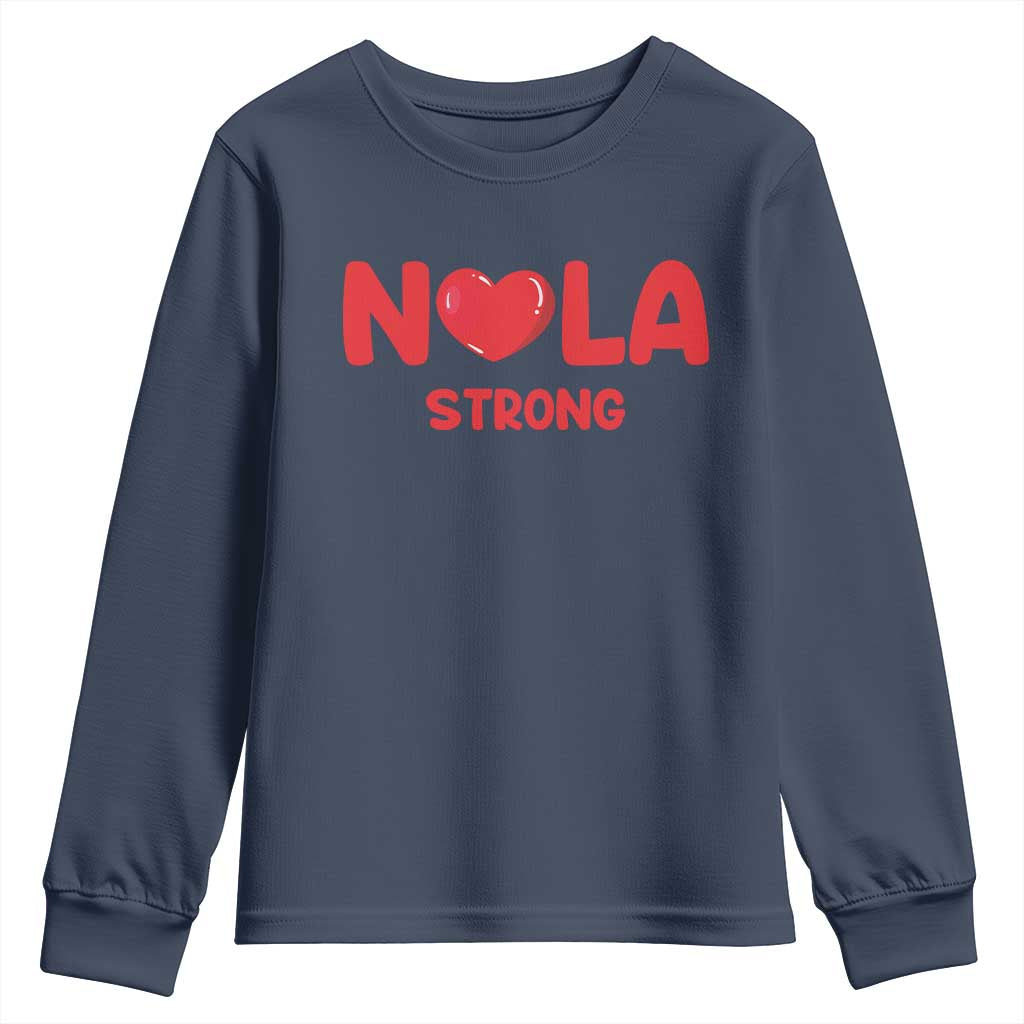 Nola Strong New Orleans Support Youth Sweatshirt TS10 Navy Print Your Wear
