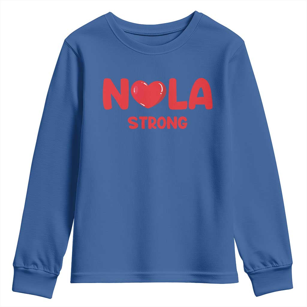 Nola Strong New Orleans Support Youth Sweatshirt TS10 Royal Blue Print Your Wear