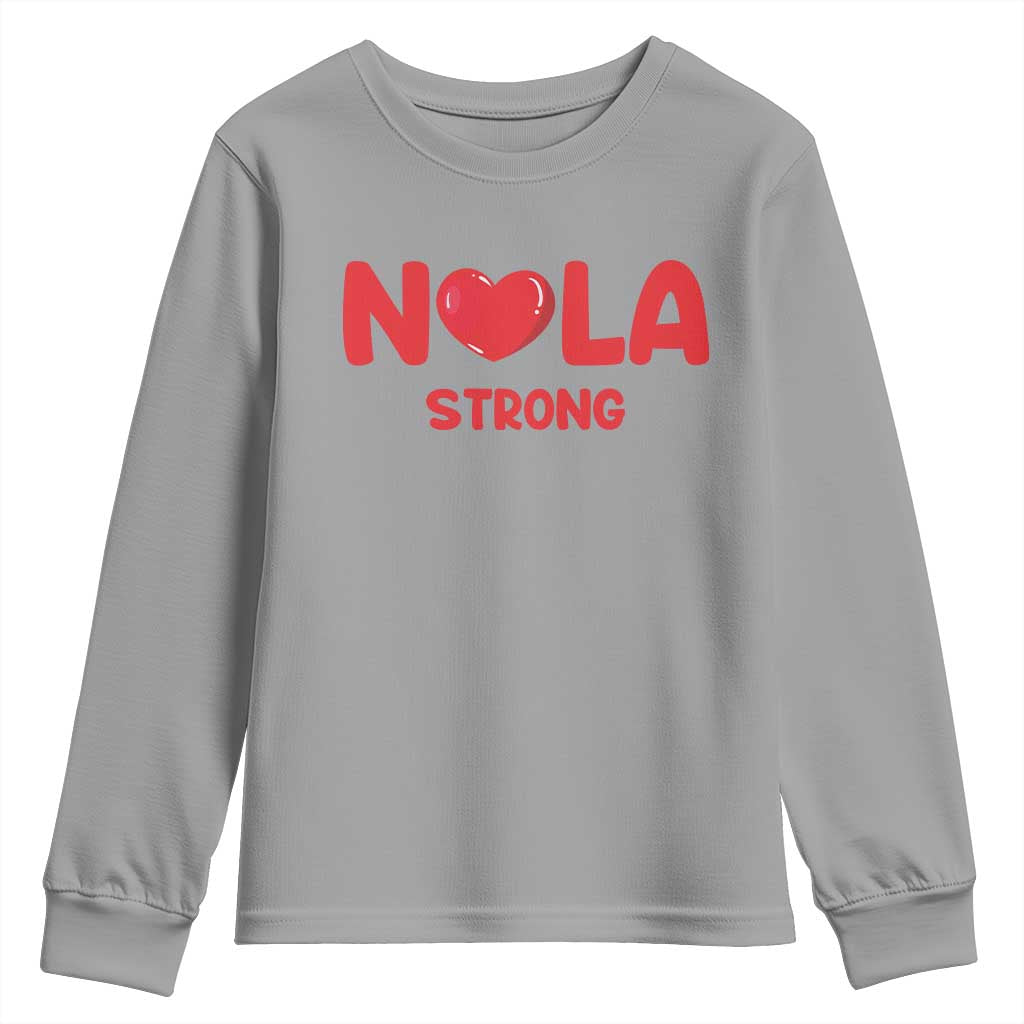 Nola Strong New Orleans Support Youth Sweatshirt TS10 Sport Gray Print Your Wear