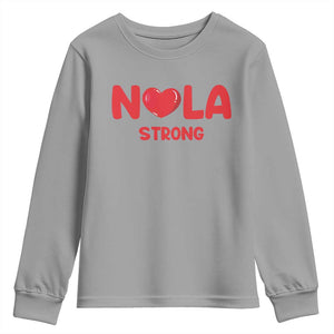 Nola Strong New Orleans Support Youth Sweatshirt TS10 Sport Gray Print Your Wear