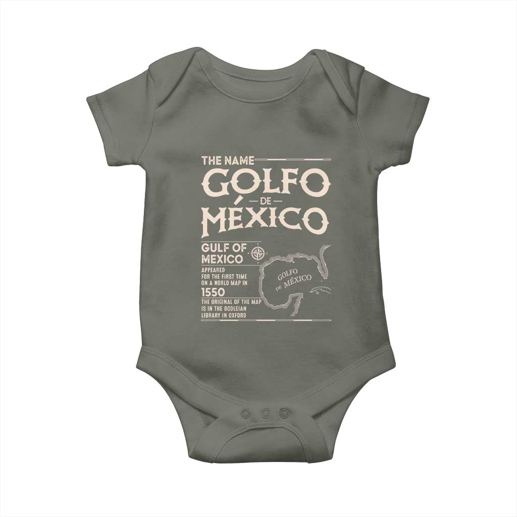 Gulf Of Mexico Baby Onesie 1672 Historic Map Coast Mexico Lover TS10 Military Green Print Your Wear