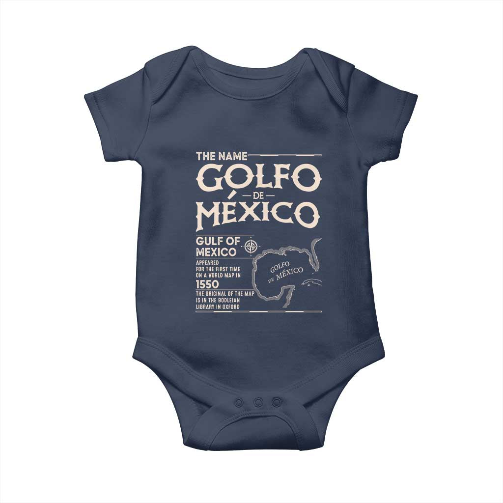 Gulf Of Mexico Baby Onesie 1672 Historic Map Coast Mexico Lover TS10 Navy Print Your Wear