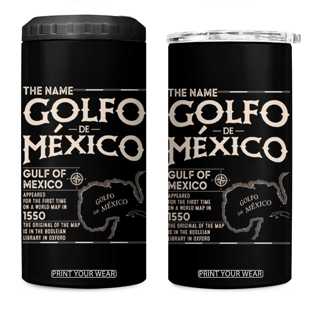 Gulf Of Mexico 4 in 1 Can Cooler Tumbler 1672 Historic Map Coast Mexico Lover TS10 One Size: 16 oz Black Print Your Wear