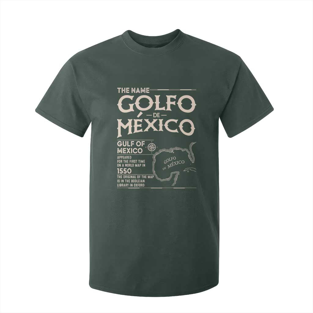 Gulf Of Mexico T Shirt For Kid 1672 Historic Map Coast Mexico Lover TS10 Dark Forest Green Print Your Wear