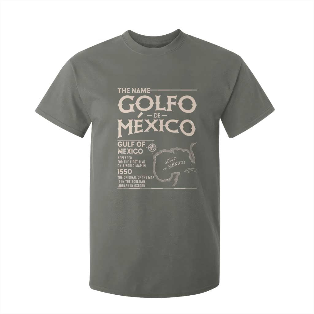 Gulf Of Mexico T Shirt For Kid 1672 Historic Map Coast Mexico Lover TS10 Military Green Print Your Wear