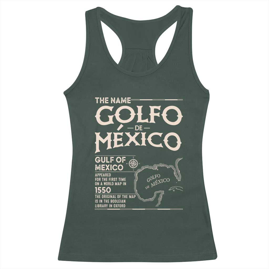 Gulf Of Mexico Racerback Tank Top 1672 Historic Map Coast Mexico Lover TS10 Dark Forest Green Print Your Wear