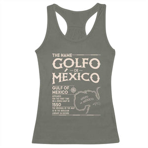 Gulf Of Mexico Racerback Tank Top 1672 Historic Map Coast Mexico Lover TS10 Military Green Print Your Wear
