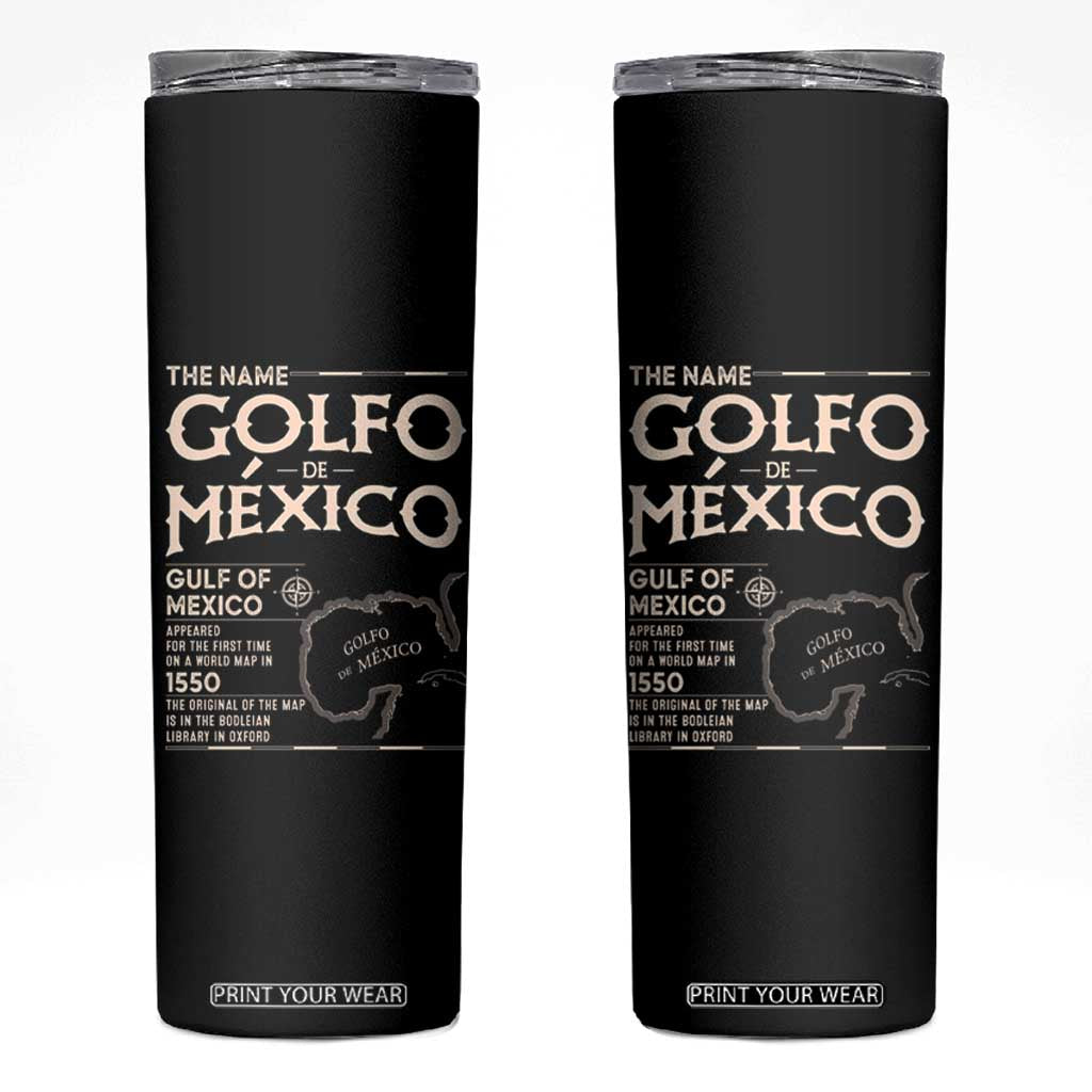 Gulf Of Mexico Skinny Tumbler 1672 Historic Map Coast Mexico Lover TS10 Black Print Your Wear