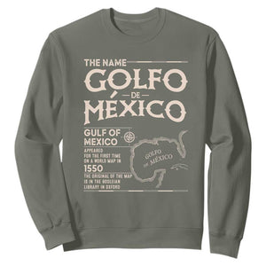 Gulf Of Mexico Sweatshirt 1672 Historic Map Coast Mexico Lover TS10 Military Green Print Your Wear