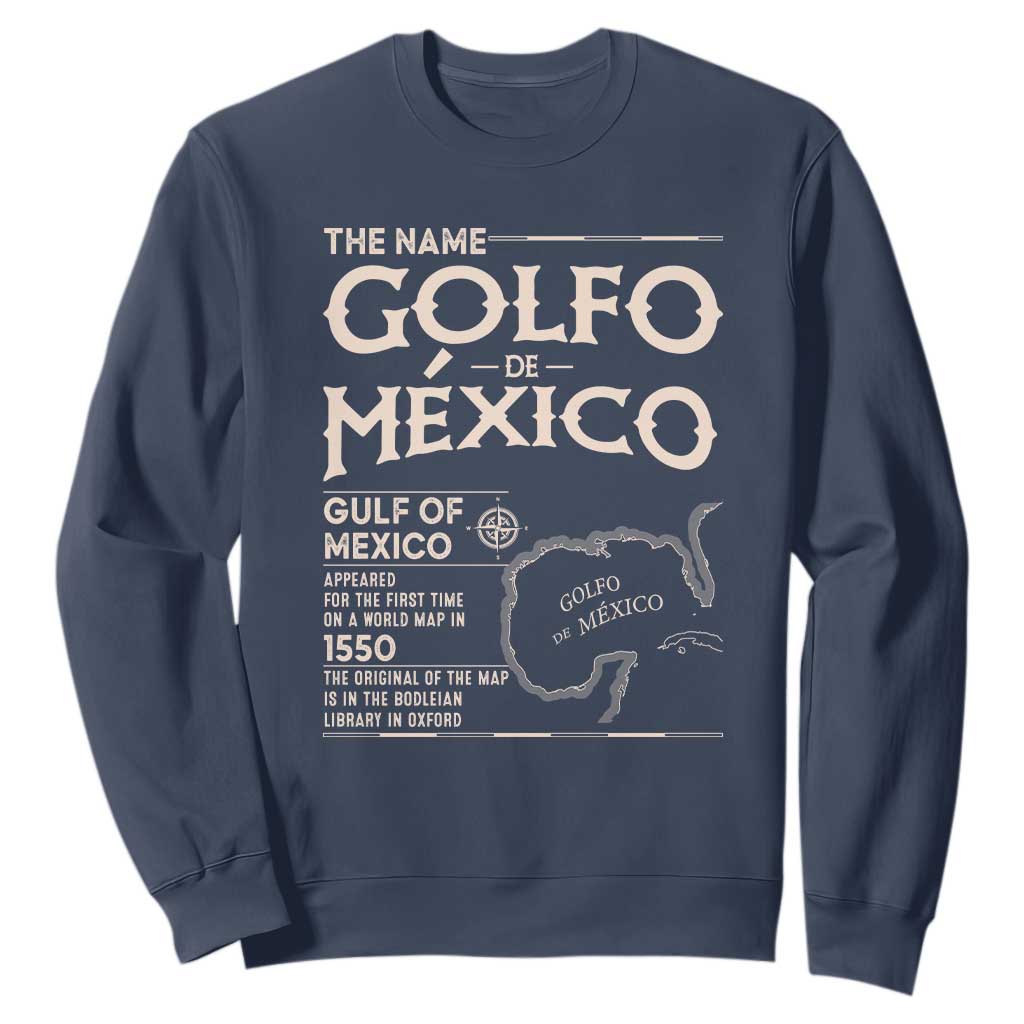 Gulf Of Mexico Sweatshirt 1672 Historic Map Coast Mexico Lover TS10 Navy Print Your Wear