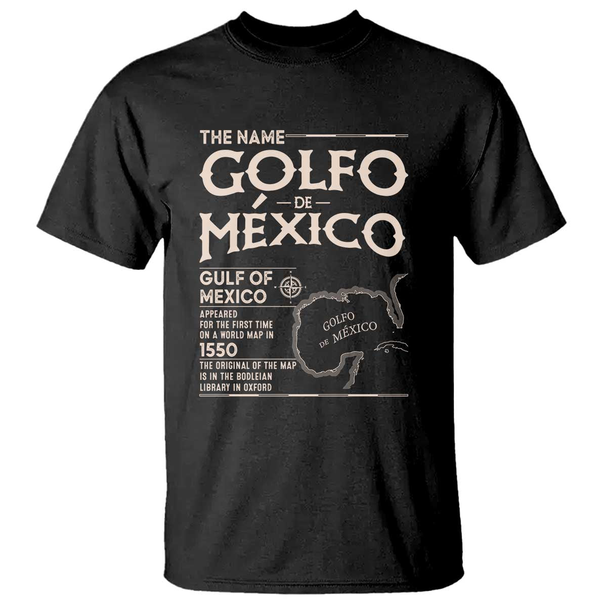 Gulf Of Mexico T Shirt 1672 Historic Map Coast Mexico Lover TS10 Black Print Your Wear