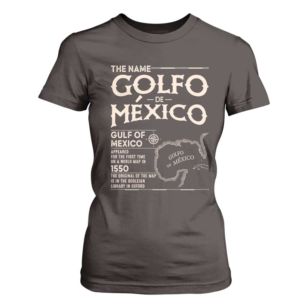 Gulf Of Mexico T Shirt For Women 1672 Historic Map Coast Mexico Lover TS10 Dark Chocolate Print Your Wear
