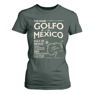 Gulf Of Mexico T Shirt For Women 1672 Historic Map Coast Mexico Lover TS10 Dark Forest Green Print Your Wear