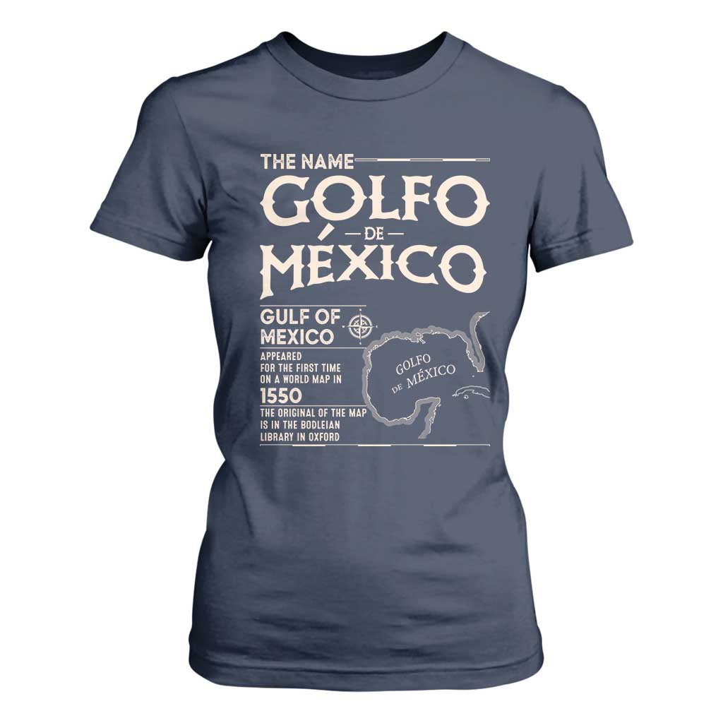 Gulf Of Mexico T Shirt For Women 1672 Historic Map Coast Mexico Lover TS10 Navy Print Your Wear