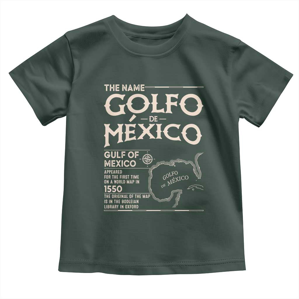 Gulf Of Mexico Toddler T Shirt 1672 Historic Map Coast Mexico Lover TS10 Dark Forest Green Print Your Wear