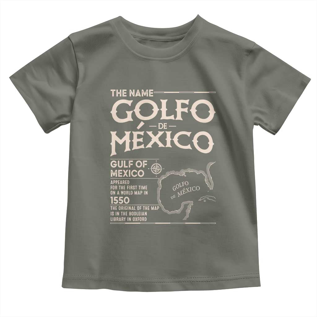 Gulf Of Mexico Toddler T Shirt 1672 Historic Map Coast Mexico Lover TS10 Military Green Print Your Wear