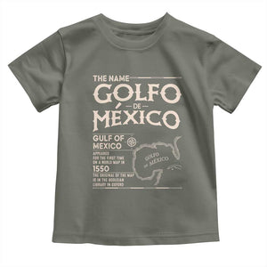 Gulf Of Mexico Toddler T Shirt 1672 Historic Map Coast Mexico Lover TS10 Military Green Print Your Wear