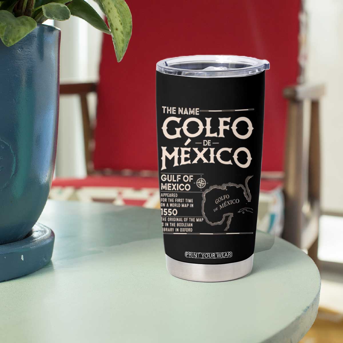 Gulf Of Mexico Tumbler Cup 1672 Historic Map Coast Mexico Lover TS10 Print Your Wear