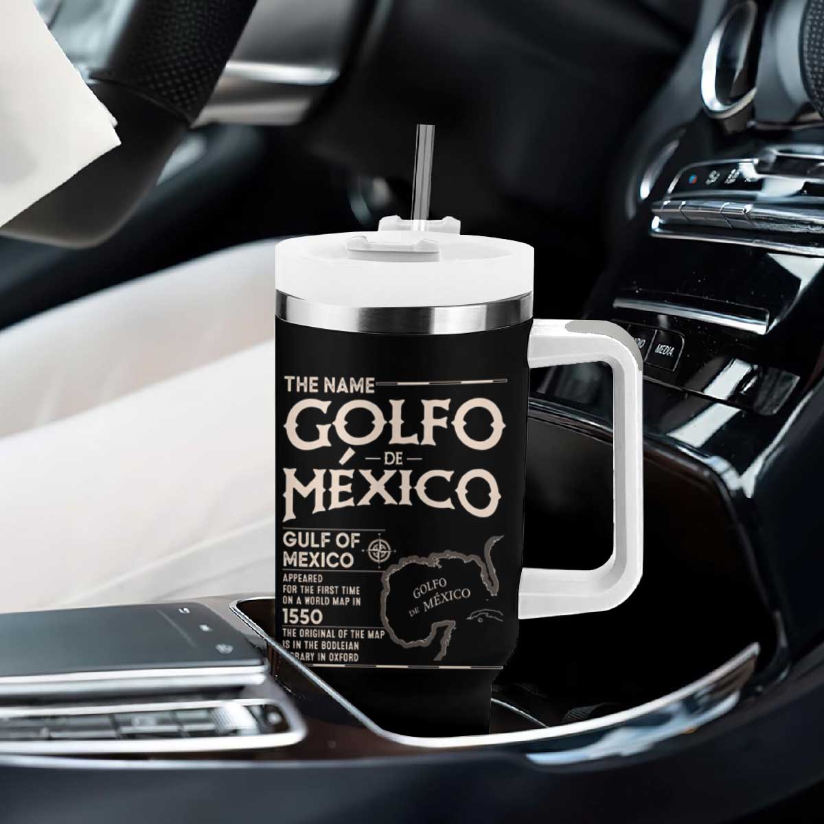Gulf Of Mexico Tumbler With Handle 1672 Historic Map Coast Mexico Lover TS10 Print Your Wear