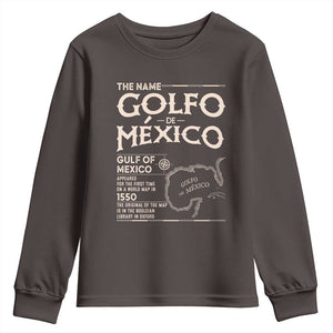 Gulf Of Mexico Youth Sweatshirt 1672 Historic Map Coast Mexico Lover TS10 Dark Chocolate Print Your Wear