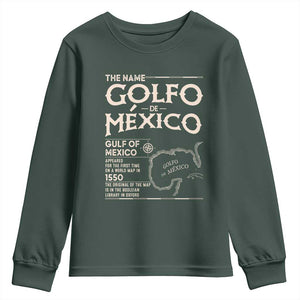 Gulf Of Mexico Youth Sweatshirt 1672 Historic Map Coast Mexico Lover TS10 Dark Forest Green Print Your Wear