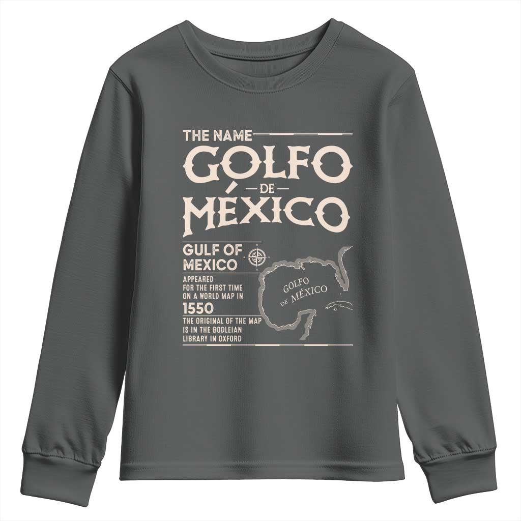 Gulf Of Mexico Youth Sweatshirt 1672 Historic Map Coast Mexico Lover TS10 Dark Heather Print Your Wear